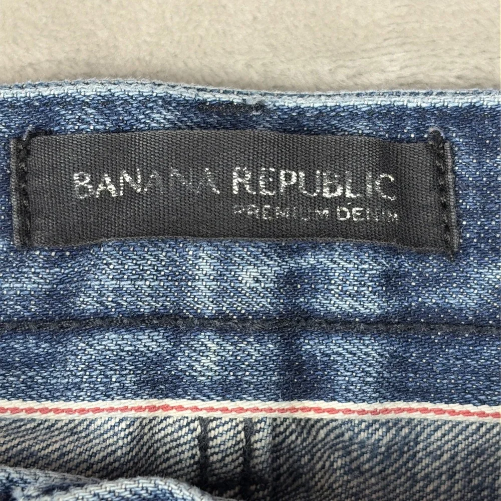 Banana Republic Jeans Mens 36x34 Blue Selvedge Slim Fit Distressed Button Fly